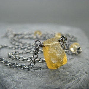 Citrine necklace Sterling silver citrine necklace Antique silver necklace November birthstone necklace Raw crystal necklace Raw image 1