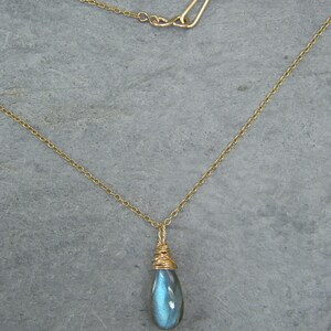 Labradorite gold necklace ~ Labradorite pendant ~ Dainty labradorite necklace ~ Simple drop necklace ~ Blue labradorite ~ Christmas gift ~