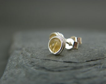 Citrine stud earrings ~ November birthstone studs ~ Studs for women ~ Stocking filler earrings, gifts for her ~ Sterling silver stud earring