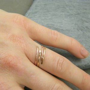 Dainty yellow gold ring Minimalist yellow gold ring Yellow gold filled rings for women Yellow gold stacking rings Open design ring image 5