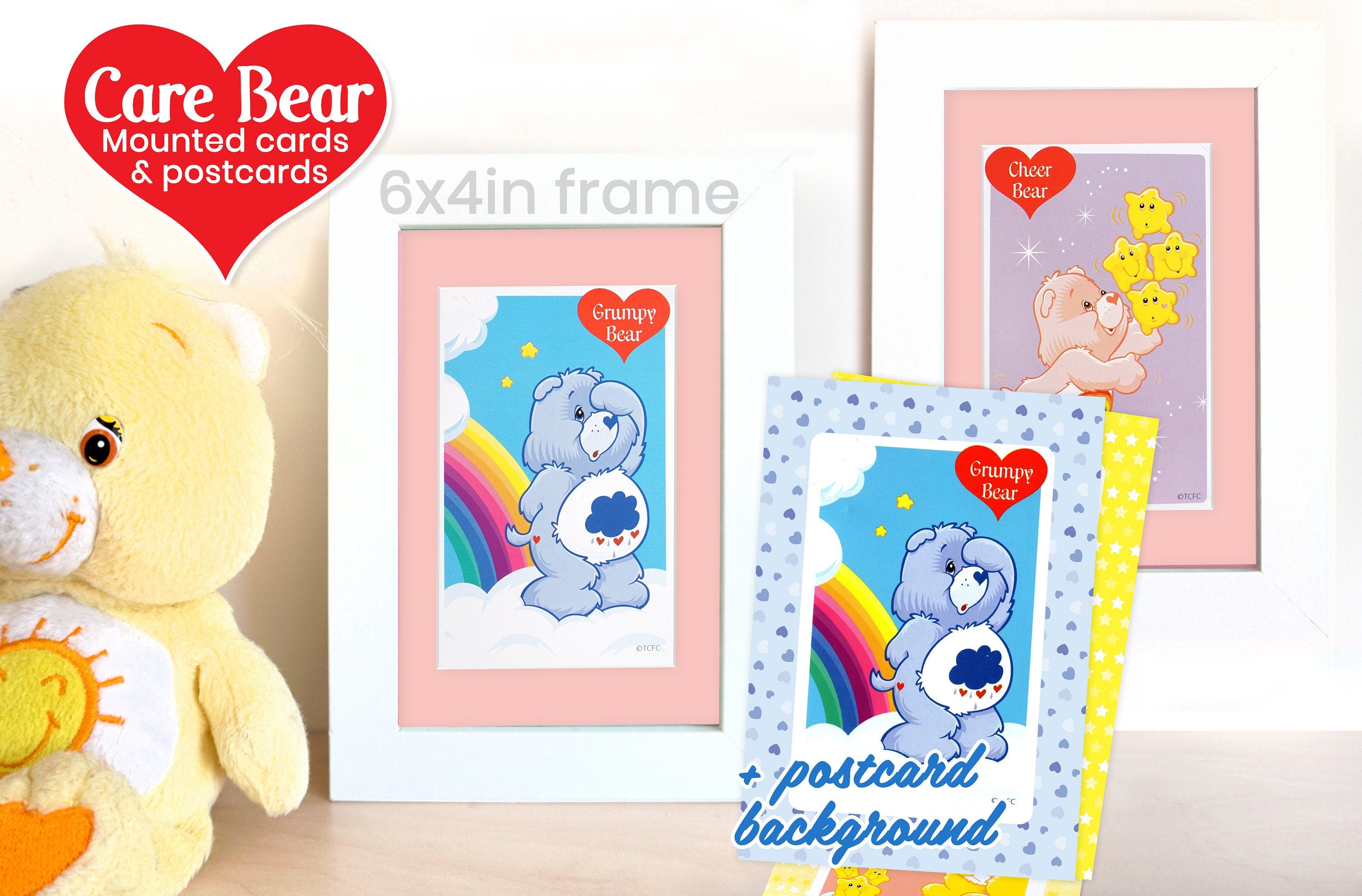 vintage care bears mounted cards 6x4in for frame & postcards etsy vintage care bears mounted