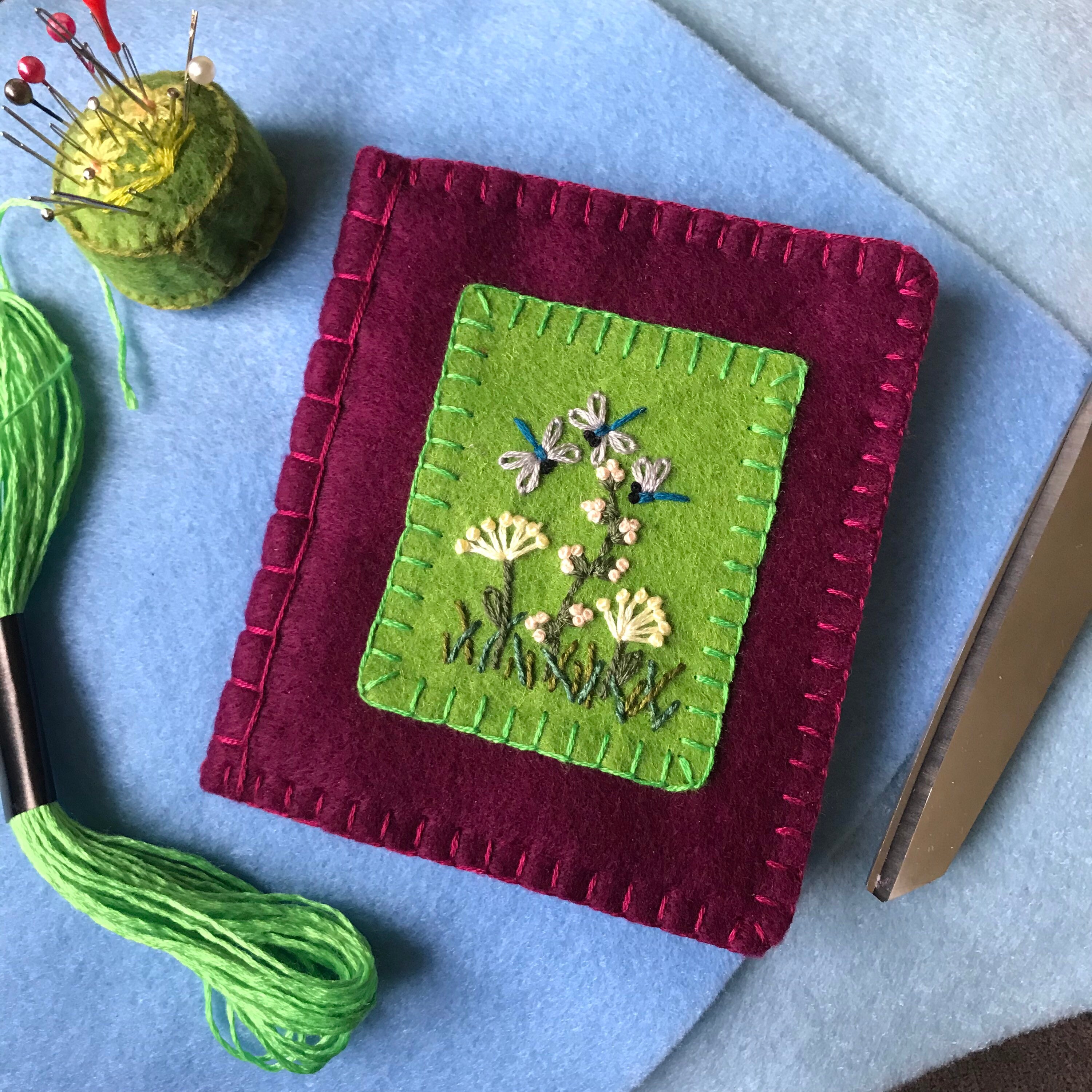 Felt needle book hand embroidered needle case handmade Etsy