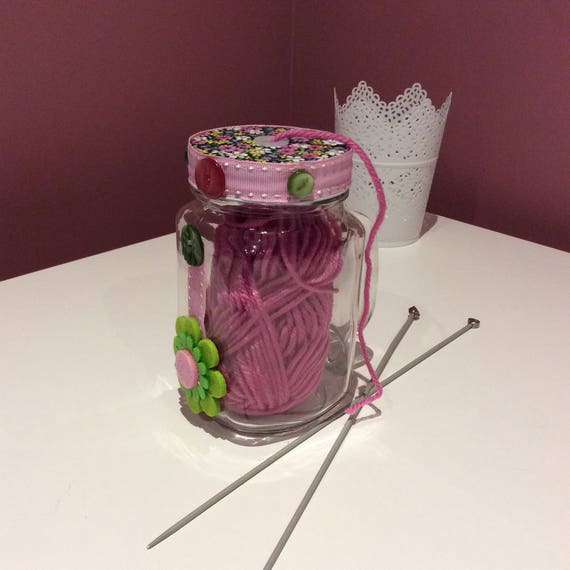 Yarn holder wool holder yarn glass storage jar twine Etsy