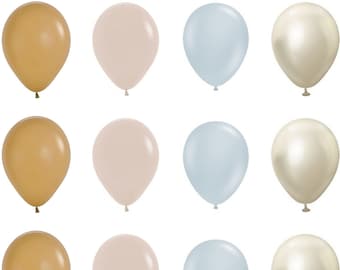 Décorations de ballons pour baby shower des bois ours en peluche que nous pouvons attendre avec impatience Ballons de fête pour une douche bohème, beige moka, bleu brouillard, garçons