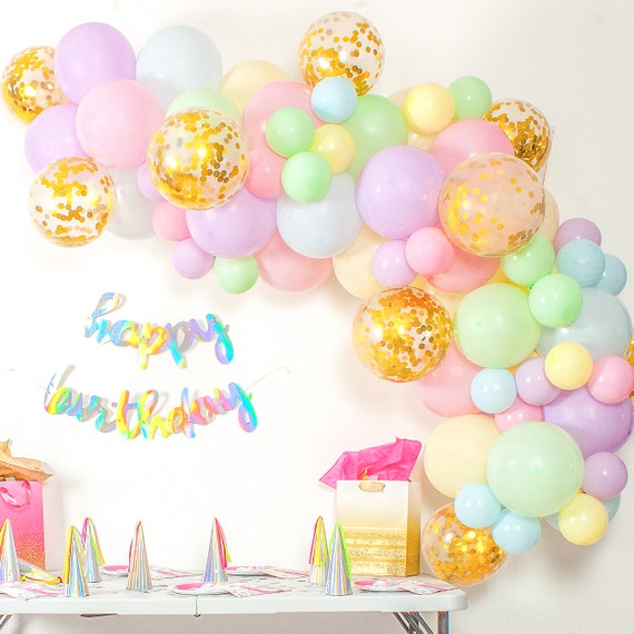 10ft Pastel Rainbow Balloon Garland Kit Unicorn Balloon Garland Rainbow Unicorn Balloons Ice Cream Party Over the Rainbow Unicorn Arch Il_570xn