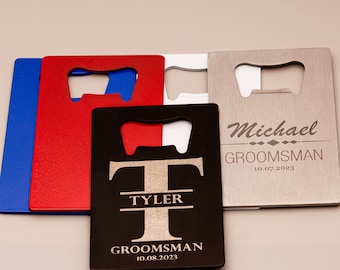 Groomsmen Gift - Credit Card Bottle Opener - Stainless Steel Wedding Favor - Father's Day Gift