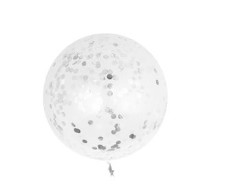 Confetti Balloon - Silver | Birthday Decorations | Wedding Balloons | Prom Graduation Balloons | 12 18 36 inch balloon