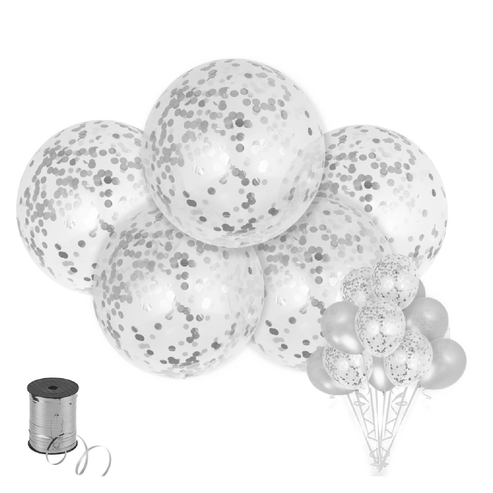 Jumbo Silver Confetti Balloons Glitter Sparkle Balloon Etsy