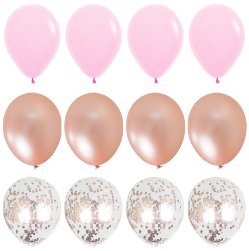 Bubble Gum Pink and Rose Gold Balloon Bouquet Confetti Balloons Wedding Balloons Birthday Bridal Shower Balloons Party Balloons image 1