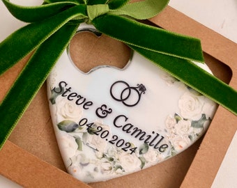 Personalized Fridge Magnet Wedding Favors. Custom Heart-Shaped Bottle Openers for Guests. Birthday Favors. Destination Wedding Favors.