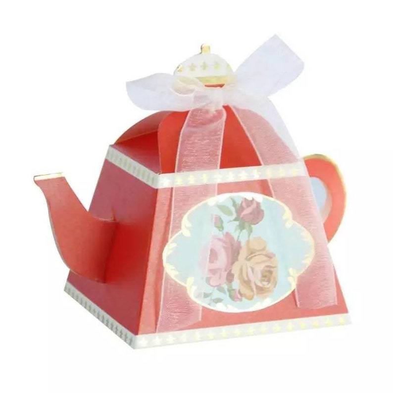 5 x Teapot Favor Box Wedding Favor Boxes Bulk Favors Tea Theme Party Tea Party Favors Favor Boxes and Bags Alice in Wonderland image 4