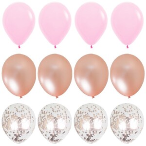 Bubble Gum Pink and Rose Gold Balloon Bouquet Confetti Balloons Wedding Balloons Birthday Bridal Shower Balloons Party Balloons image 4