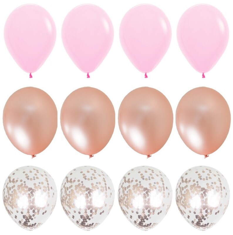 Bubble Gum Pink and Rose Gold Balloon Bouquet Confetti Balloons Wedding Balloons Birthday Bridal Shower Balloons Party Balloons image 4