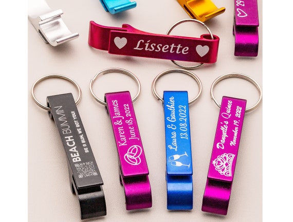 Bulk Engraved Custom Keychains Bottle Opener. Wedding Favors