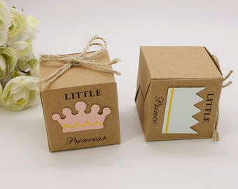 20+ pieces Little Princess Little Prince Favor Boxes with Kraft Tags | Baby Shower Favors | Baby Girl Baby Boy Bomboniere