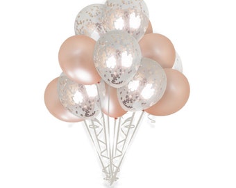 18" Rose Gold Confetti Balloon Bouquet | Confetti Balloons | Wedding Balloons Birthday | Bridal Shower Balloons | Graduation Balloons
