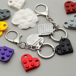 Handmade LEGO Heart Keychain - Personalized LEGO Love Gifts, Valentines Day