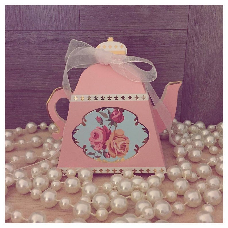 5 x Teapot Favor Box Wedding Favor Boxes Bulk Favors Tea Theme Party Tea Party Favors Favor Boxes and Bags Alice in Wonderland image 3