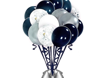 Bouquet de ballons bleu marine et argent Ballons confettis Ballons de mariage Anniversaire ballons de douche nuptiale Ballons de fête