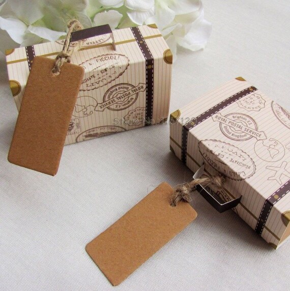 25 Vintage Airplane Suitcase Favor Boxes Bridal Shower Favors Destination Wedding Travel Theme Baby Shower Graduation with BLANK Tags Il_570xn