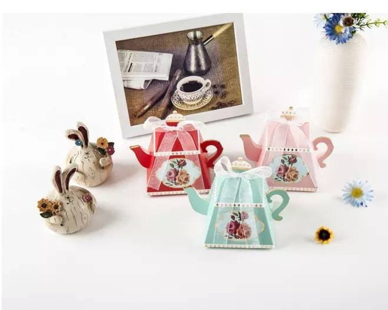 5 x Teapot Favor Box Wedding Favor Boxes Bulk Favors Tea Theme Party Tea Party Favors Favor Boxes and Bags Alice in Wonderland image 1