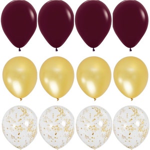 Rich Burgundy and Gold Balloon Bouquet | Confetti Balloons | Wedding Balloons Birthday | Bridal Shower Balloons | Party Balloons