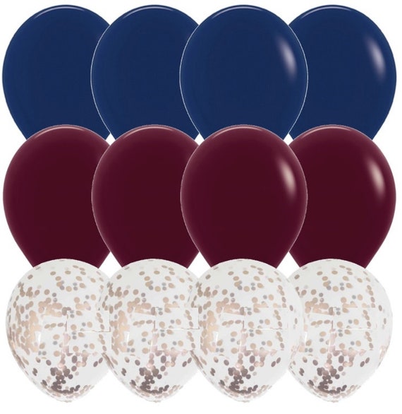 Navy Blue Burgundy and Rose Gold Balloon Bouquet | Confetti Balloons | Wedding Balloons Birthday | Bridal Shower Balloons | Party Balloons Il_570xn