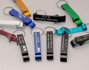 Groomsmen Gift |  Engraved Custom Keychains Bottle Opener Favors | Personalized Keychains