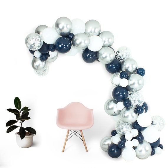 10ft Navy Blue and Silver Balloon Arch and Garland Kit | Latex Balloons | Christmas | Birthday, Bridal Shower, Baby Shower, Graduation Il_570xn