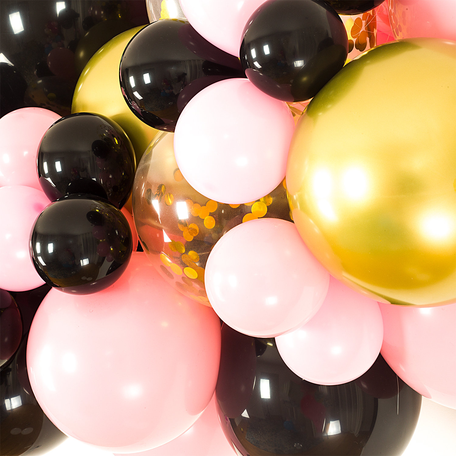 Kit guirlande de ballons organiques minnie mouse noir rose doré
