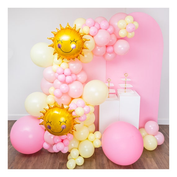 16-Foot Pastel Macaron Pink and Yellow Lemonade Balloon Garland and Arch Kit with Sunshine. Birthday Party Supplies. Summer Balloons Decor Il_570xn