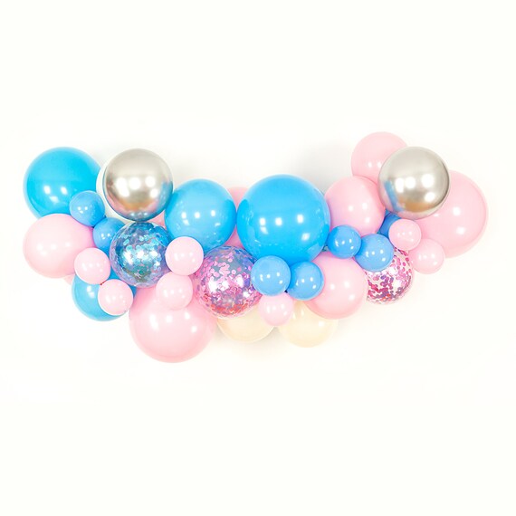 Pink, Blue, Ivory and Silver Gender Reveal Balloon Arch and Garland Kit with Confetti Balloons | Baby Shower Birthday Party Decorations Il_570xn