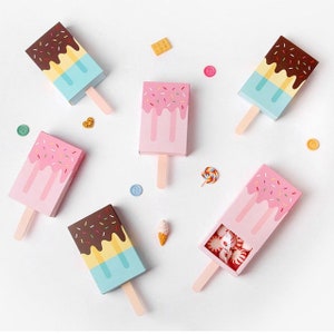 20 boîtes de faveur de fête de crème glacée | Boîte à bonbons Baby Shower pour fille ou garçon | Cotillons pour enfants | Faveurs de révélation de genre