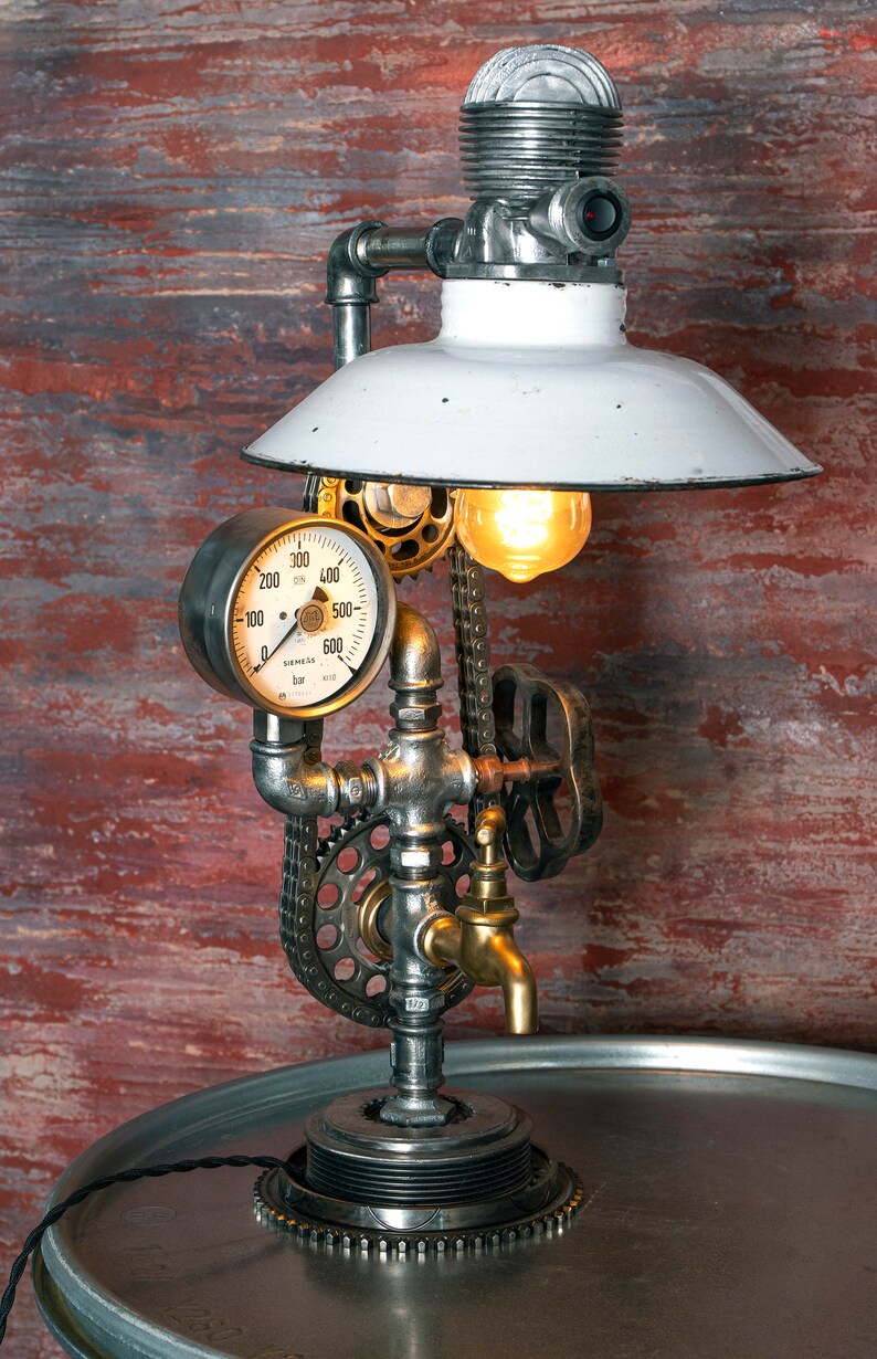 Steampunk Lamp Industrial Design Desk Pipe Lamp Vintage Etsy