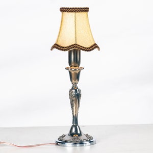 Vintage Silver Nickel Lamp  desk lamp Table lamp midcentury antique lamp Godinger 20th Century Baroque Silver Plated Candlestick
