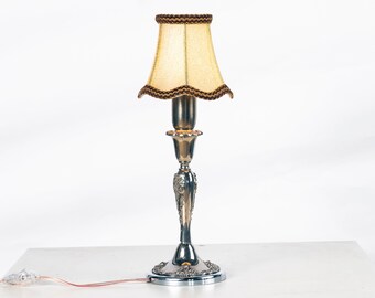 Vintage Godinger Baroque Silver Plated Candlestick Table Lamp