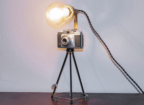 女の子向けプレゼント集結 Retro German Vintage Lamp, Upcycled Tripod, With Lamp Camera アンティーク雑貨