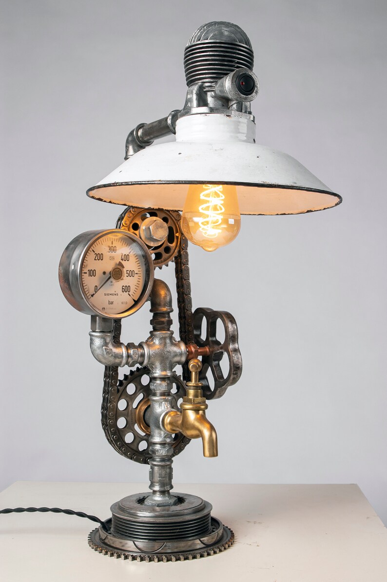 Steampunk Lamp Industrial Design Desk Pipe Lamp Vintage Etsy
