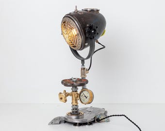 Faro da moto vintage, lampada da scrivania, tubo, steampunk sovietico, retrò industriale fai da te, tachimetro URSS