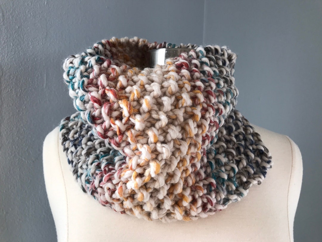 Warm Rainbow Cowl | Scarf | Chunky | Handknit - Etsy