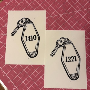 Hotel Room Key Linocut Set | Heated Rivalry Block Print Art | Shane Hollander Ilya Rozanov 1410 1221 | Hockey Romance Book | 5 x 7 inch