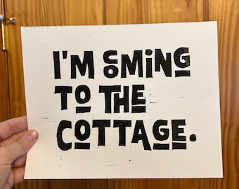 I’m Coming to the Cottage Linocut Block Print | Heated Inspired Art | Ilya Rozanov Shane Hollander | Rivalry Romance Book | 8 x 10 inch