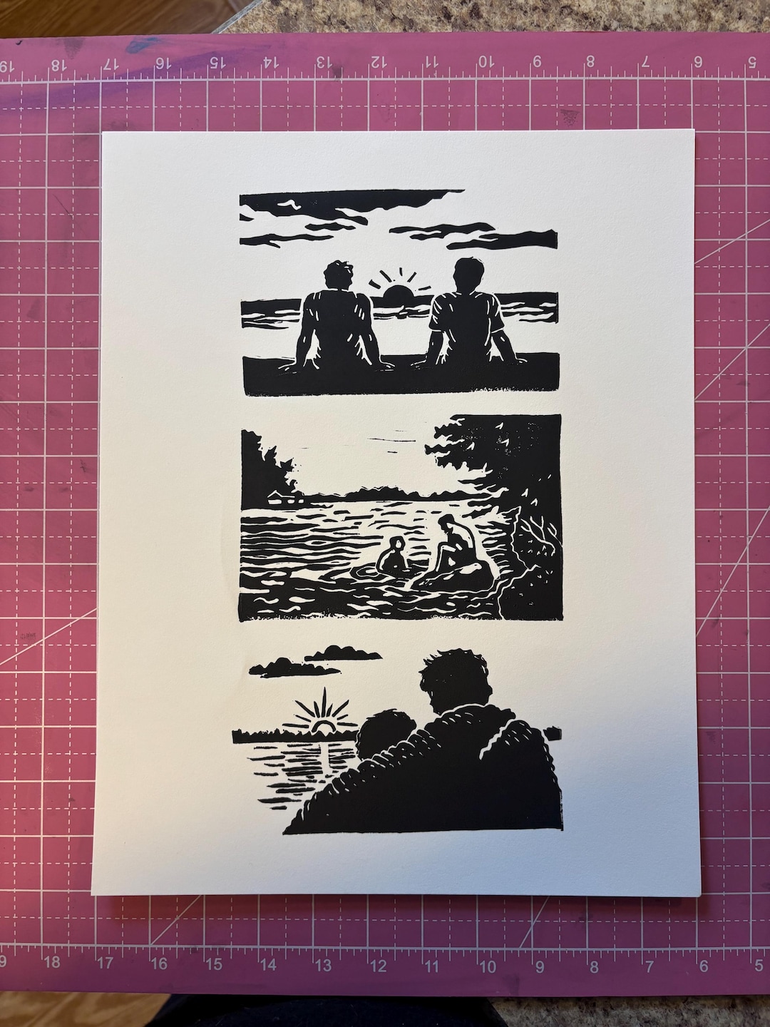 Heated Rivalry Water Trio Linocut Block Print Art Poster | Ilya Rozanov ...