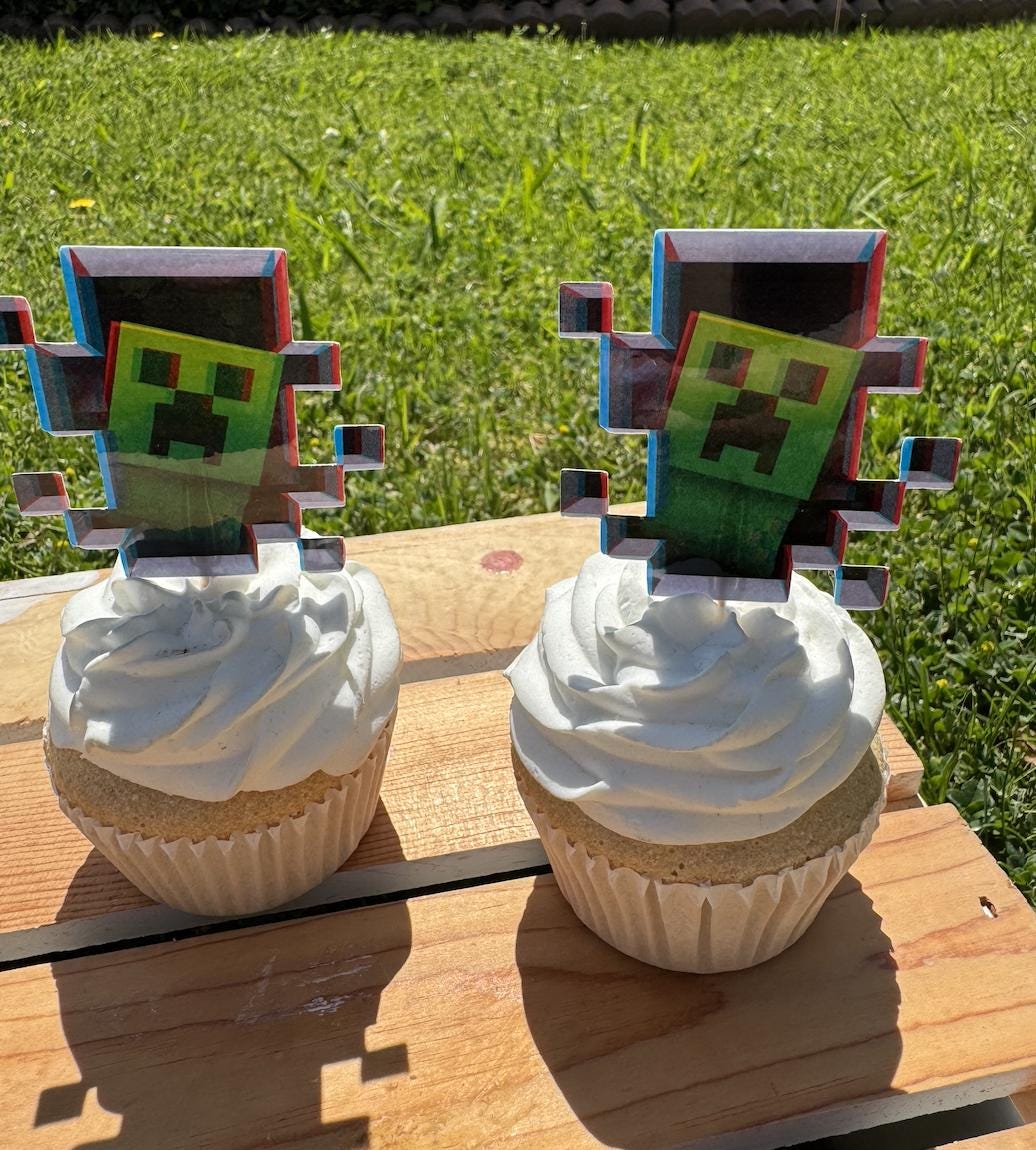 Premium Minecraft Cupcake Toppers - 12 Pcs