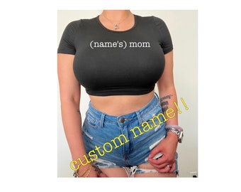 custom mom's black crop top