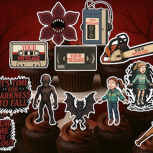 Dark Horror Theme scary stranger cupcake toppers birthday things 12pcs