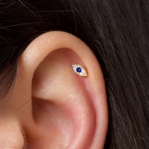Tiny evil eye stud earrings - Evil eye sterling silver studs - Tiny gold studs - Minimalist gold eye earrings - Dainty gold earrings