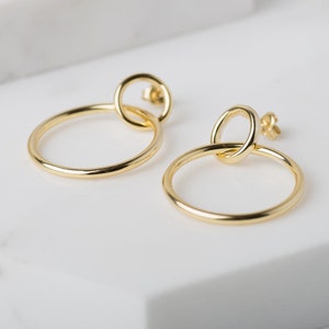 Double hoop earrings - Gold hoops -  Circle stud earrings - Circle earrings - Gold hoop earrings - Minimalist jewelry - Dainty gold earrings