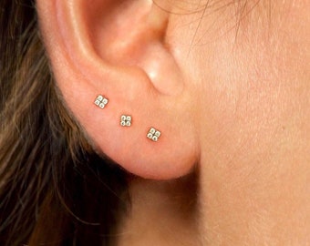 Teeny tiny studs - Dainty cz studs - Tiny earrings - Second hole gold studs - Tiny diamond studs - Dainty earrings - Gold stud earrings