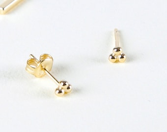 Three dot studs - Tiny stud earrings - Tiny gold studs - Dainty studs - Dainty gold studs - Silver tiny earrings - Minimalist earrings